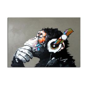 Handmade Abstract Oil Painting Top Selling Wall Art Modern Minimalist Gorilla Picture Canvas Home Decor For Living Room Bedroom No Frame (size: 75x150cm)