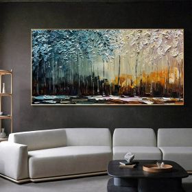 Hand Painted Canvas Oil Paintings Modern Abstract Thick Texture Landscape Wall Art Pictures For Living Room Home Decor No Framed (size: 90x180cm)